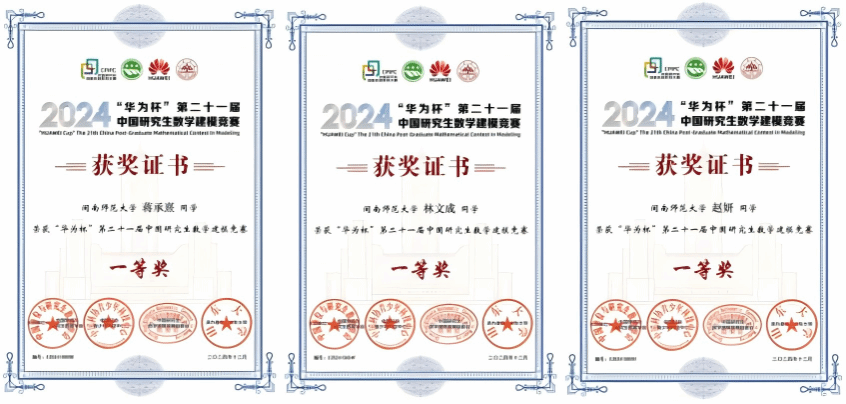 闽南师范大学学子荣获“华为杯”研究生建模